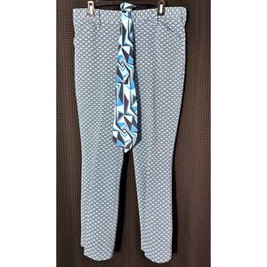 Vintage 60s Campus Retro Mod Knit Slacks Geometric Trousers Pants Hipster + Tie